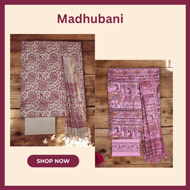Madhubani Unstitched Salwar Suit Set with Dupatta for women