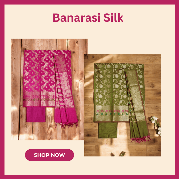Banarasi Unstitched Salwar Suit Set with Dupatta for women