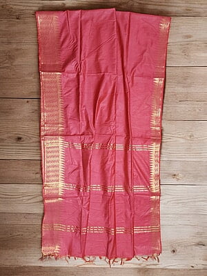 Pink with Golden Woven Kota Silk Saree with Running Blouse Pink with Golden Woven Kota Silk Saree with Running Blouse