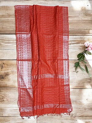 Maroon with Silver Woven Kota Silk Saree with Running Blouse Maroon with Silver Woven Kota Silk Saree with Running Blouse
