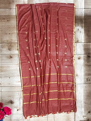 Maroon Woven Kota Silk Saree with Running Blouse