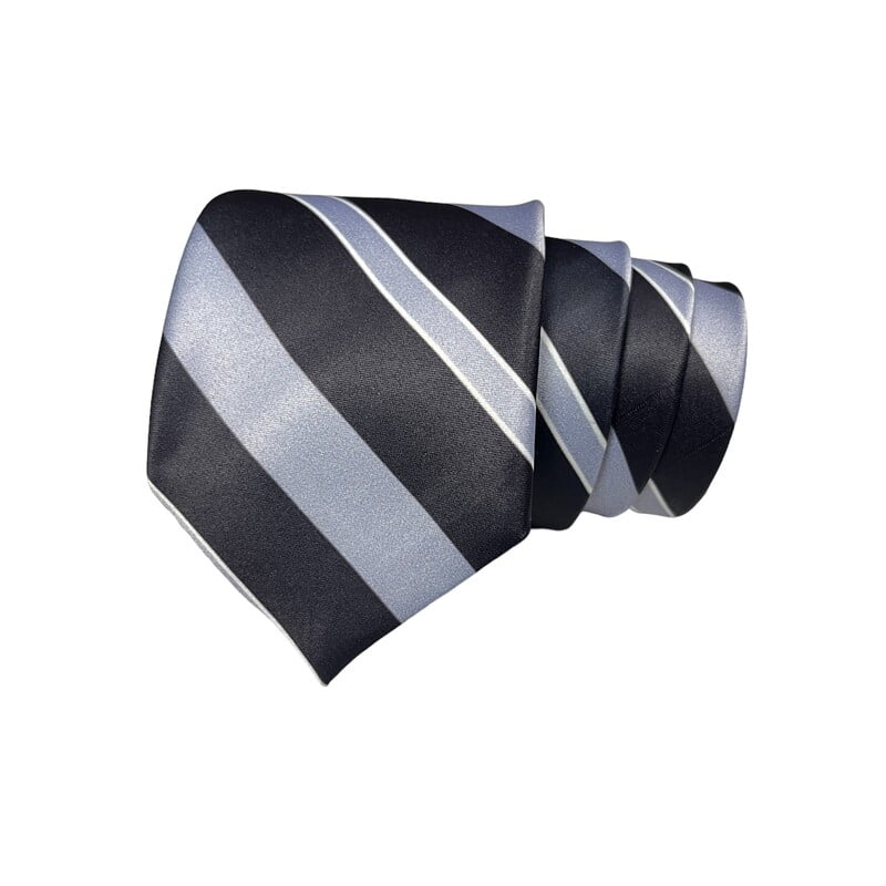 Grey & Black Striped Necktie