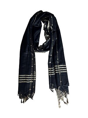 Black Cotton Silk Dupatta with Temple Border Black Cotton Silk Dupatta with Temple Border