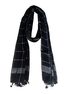 Black Cotton Silk Silver Zari Dupatta Black Cotton Silk Silver Zari Dupatta