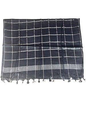 Black Cotton Silk Silver Zari Dupatta Black Cotton Silk Silver Zari Dupatta