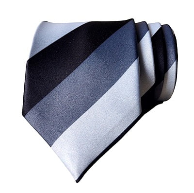 Grey & White & Black Striped Necktie