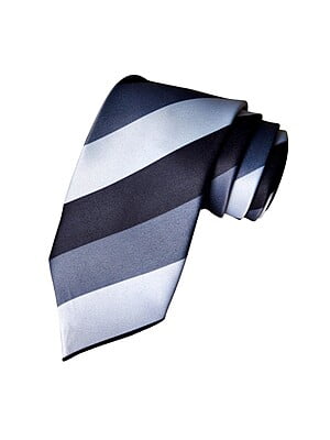 Grey & White & Black Striped Necktie