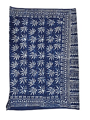 Indigo Batik Print Saree with Running Blouse
