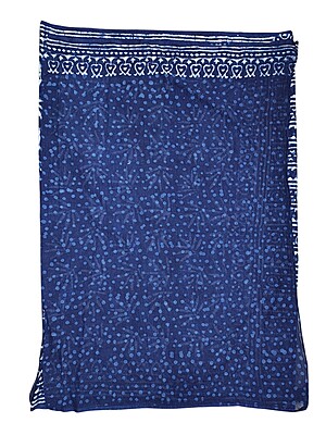 Indigo Batik Print Saree with Running Blouse