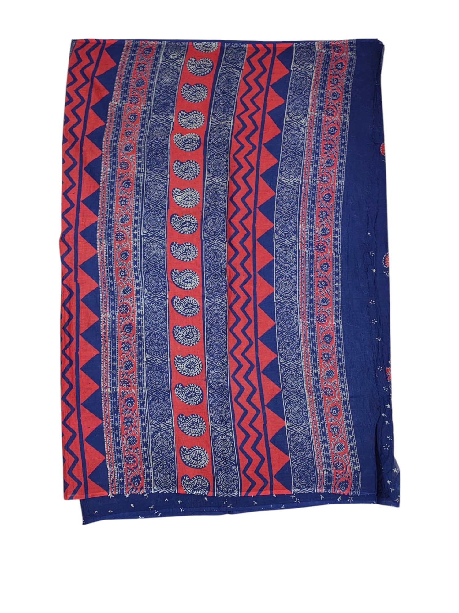 Indigo & Red Hand Block Print Pure Cotton Saree with Running Blouse Indigo & Red Hand Block Print Pure Cotton Saree with Running Blouse