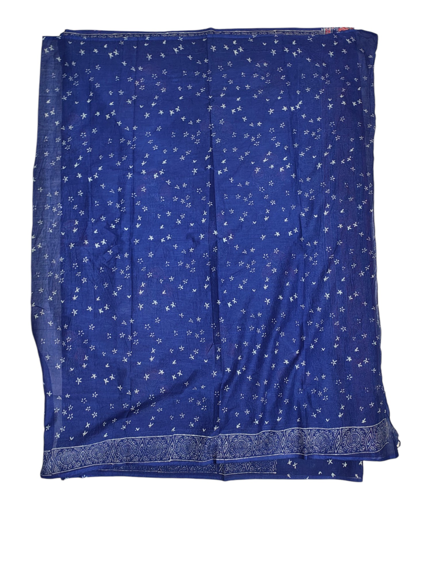 Indigo & Red Hand Block Print Pure Cotton Saree with Running Blouse Indigo & Red Hand Block Print Pure Cotton Saree with Running Blouse