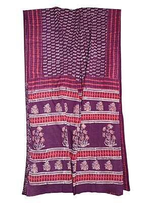 Wine Hand Block Print Pure Cotton Saree with Running Blouse Wine Hand Block Print Pure Cotton Saree with Running Blouse