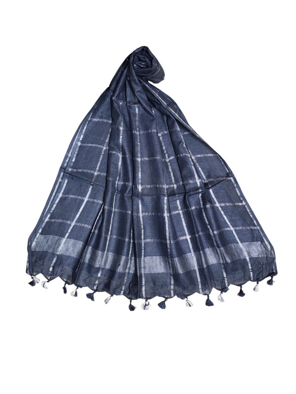 Grey Cotton Silk Silver Zari Dupatta Grey Cotton Silk Silver Zari Dupatta