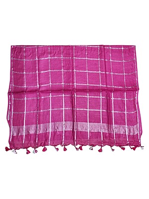 Magenta Cotton Silk Silver Zari Dupatta