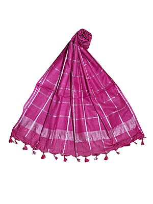 Magenta Cotton Silk Silver Zari Dupatta