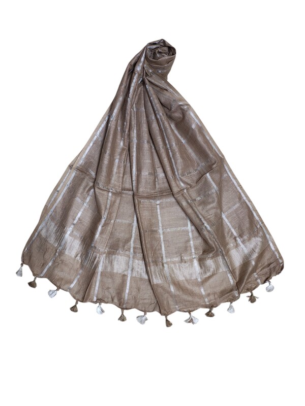 Beige Cotton Silk Silver Zari Dupatta Beige Cotton Silk Silver Zari Dupatta