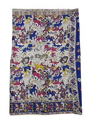 Indigo & Maroon Kalamkari Cotton Saree with Unstitched Blouse Indigo & Maroon Kalamkari Cotton Saree with Unstitched Blouse