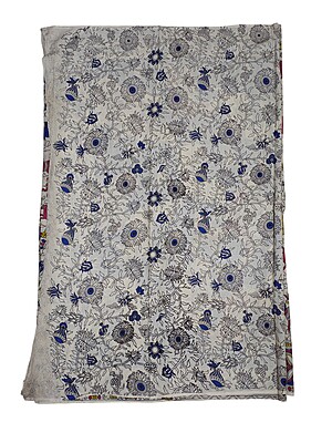 Indigo & Maroon Kalamkari Cotton Saree with Unstitched Blouse Indigo & Maroon Kalamkari Cotton Saree with Unstitched Blouse