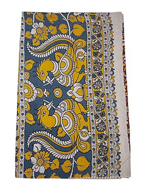 Mustard & Red Kalamkari Cotton Saree with Printed Blouse Mustard & Red Kalamkari Cotton Saree with Printed Blouse