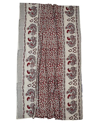 Maroon Kalamkari Cotton Saree with Unstitched Blouse Maroon Kalamkari Cotton Saree with Unstitched Blouse