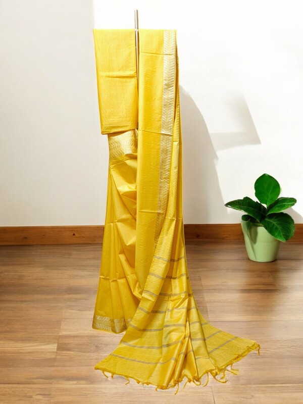 Yellow Woven Kota Silk Saree with Running Blouse Yellow Woven Kota Silk Saree with Running Blouse
