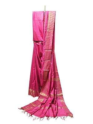 Pink Zari Kota Silk Saree with Running Blouse Pink Zari Kota Silk Saree with Running Blouse