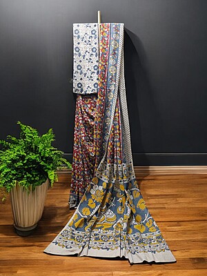 Mustard Plain Saree with Printed Blouse Mustard Plain Saree with Printed Blouse