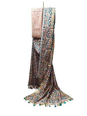 Red & Gold Kalamkari Print Saree with Running Blouse
