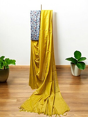 Wine Block Print Silk Saree with Running Blouse