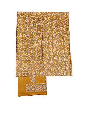 Yellow Unstitched Batik Print Katan Silk Salwar Suit Dress Material with Dupatta Yellow Unstitched Batik Print Katan Silk Salwar Suit Dress Material with Dupatta