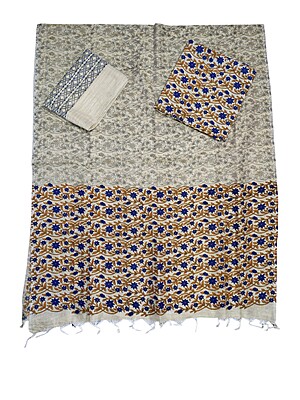 Indigo & Mustard Unstitched Batik Print Cotton Salwar Suit Dress Material with Dupatta