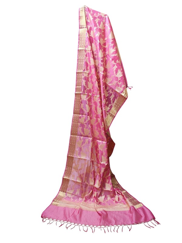 Pink Banarasi Silk Dupatta for Women Pink Banarasi Silk Dupatta for Women