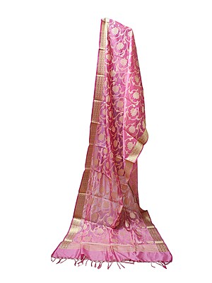 Light Pink Banarasi Silk Dupatta for Women