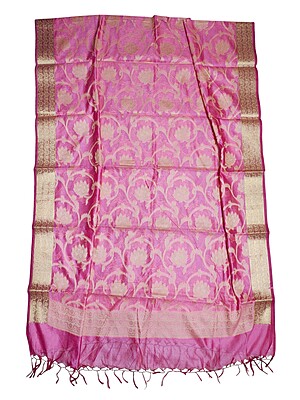 Light Pink Banarasi Silk Dupatta for Women Light Pink Banarasi Silk Dupatta for Women