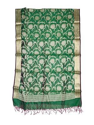 Green Banarasi Chanderi Silk Dupatta for Women Green Banarasi Chanderi Silk Dupatta for Women