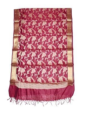 Red Banarasi Chanderi Silk Dupatta for Women Red Banarasi Chanderi Silk Dupatta for Women