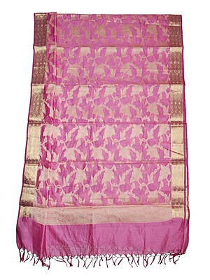 Pink Banarasi Silk Dupatta for Women Pink Banarasi Silk Dupatta for Women