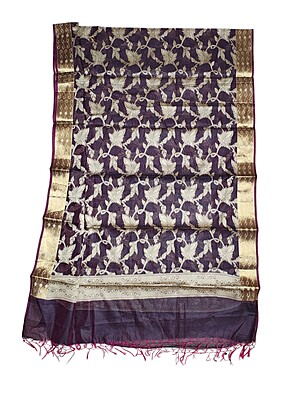 Wine Banarasi Chanderi Silk Dupatta for Women Wine Banarasi Chanderi Silk Dupatta for Women