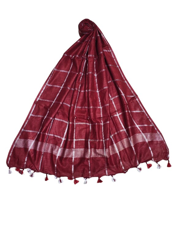 Maroon Cotton Silk Silver Zari Dupatta Maroon Cotton Silk Silver Zari Dupatta
