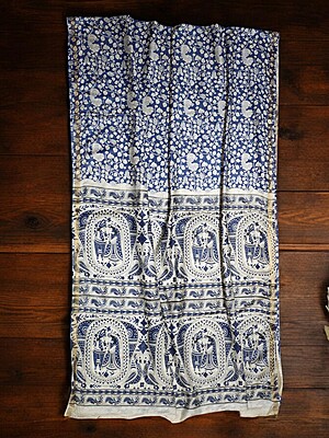 Indigo Kalamkari Cotton Silk Saree with Unstitched Blouse for Women Indigo Kalamkari Cotton Silk Saree with Unstitched Blouse for Women