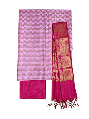 Pink & Magenta Unstitched Banarasi Cotton Silk Dress Material with Dupatta for Women Pink & Magenta Unstitched Banarasi Cotton Silk Dress Material with Dupatta for Women