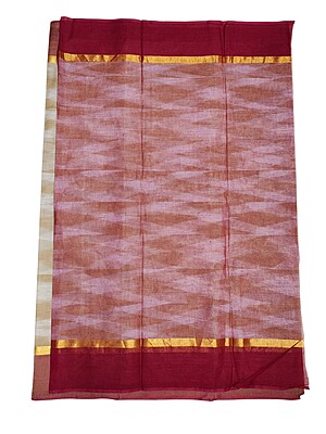 Beige Pochampally Ikkat Cotton Saree with Unstitched Blouse Beige Pochampally Ikkat Cotton Saree with Unstitched Blouse