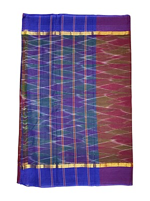 Maroon Ikkat Cotton Saree with Unstitched Blouse Maroon Ikkat Cotton Saree with Unstitched Blouse