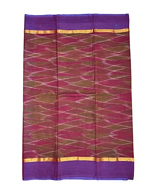 Maroon Ikkat Cotton Saree with Unstitched Blouse Maroon Ikkat Cotton Saree with Unstitched Blouse