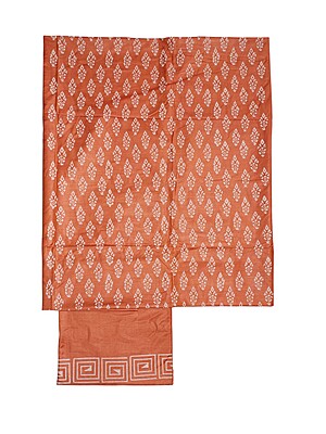 Orange Unstitched Block Print Silk Salwar Suit Dress Material with Dupatta Orange Unstitched Block Print Silk Salwar Suit Dress Material with Dupatta