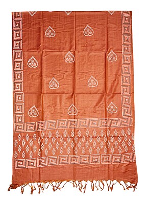 Orange Unstitched Block Print Silk Salwar Suit Dress Material with Dupatta Orange Unstitched Block Print Silk Salwar Suit Dress Material with Dupatta