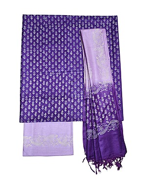 Lavender Unstitched Block Print Salwar Suit Dress Material with Dupatta Lavender Unstitched Block Print Salwar Suit Dress Material with Dupatta
