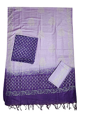 Lavender Unstitched Block Print Salwar Suit Dress Material with Dupatta Lavender Unstitched Block Print Salwar Suit Dress Material with Dupatta