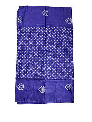 Pink & Indigo Unstitched Batik Print Silk Salwar Suit Dress Material with Dupatta