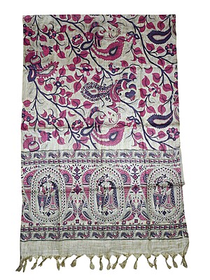 Purple & Pink Kalamkari Cotton Silk Dupatta for Women Purple & Pink Kalamkari Cotton Silk Dupatta for Women
